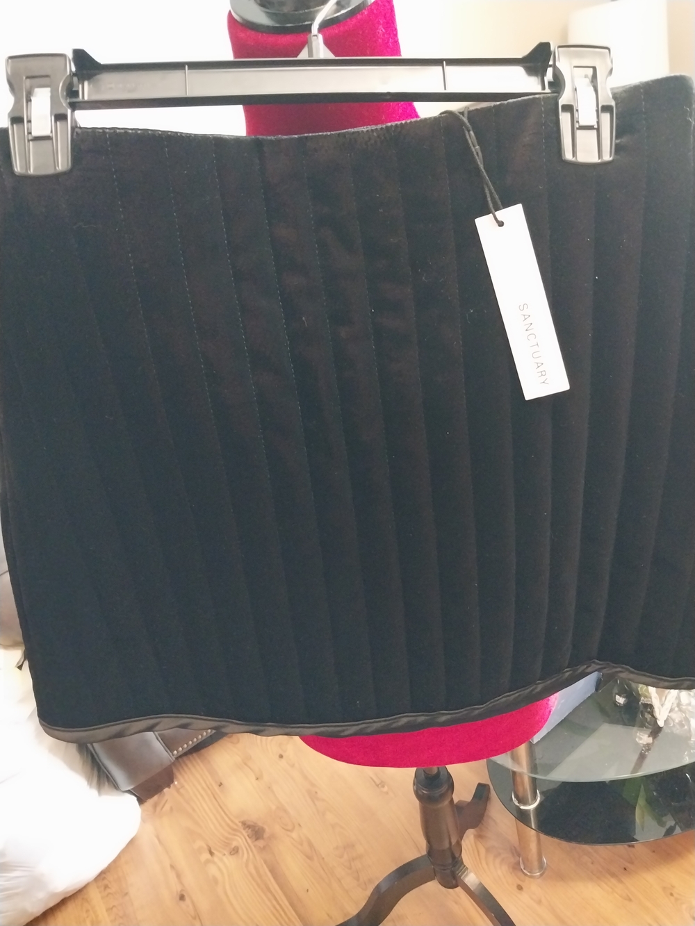 Sanctuary Black Pleated Mini Skirt with Trim